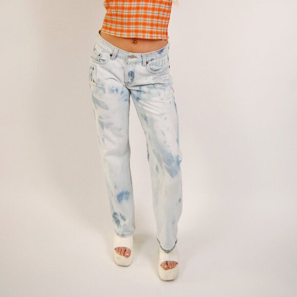 Vintage 90s Levis Hand Drawn Jeans (7) light wash acid wash diy distressed 522 - Picture 1 of 10